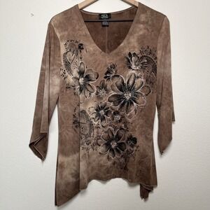 VTG 90s y2k Shannon Ford New York Goblincore Fairy Grunge Top Large Asymmetrical